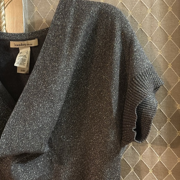 Worn once Laundry by Design Metallic Black Dress form fitting cowl neck - Picture 4 of 5